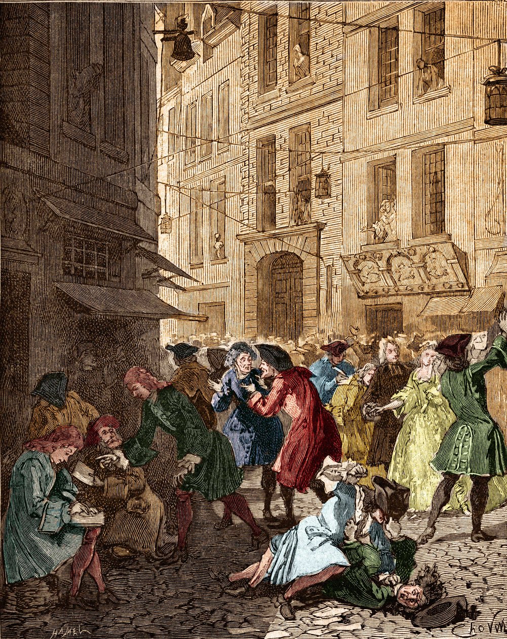 النظام الاقتصادي: فقاعة المضاربة في زمن النظام القانوني ، وكلاء شارع Quincampoix - Paris IVth ardt. كان شارع Quincampoix في زمن نظام جون لو (1671 - 1729). “” The agagiotage في شارع Quincampoix (تسبب في الإفلاس بواسطة مجهول مجهول