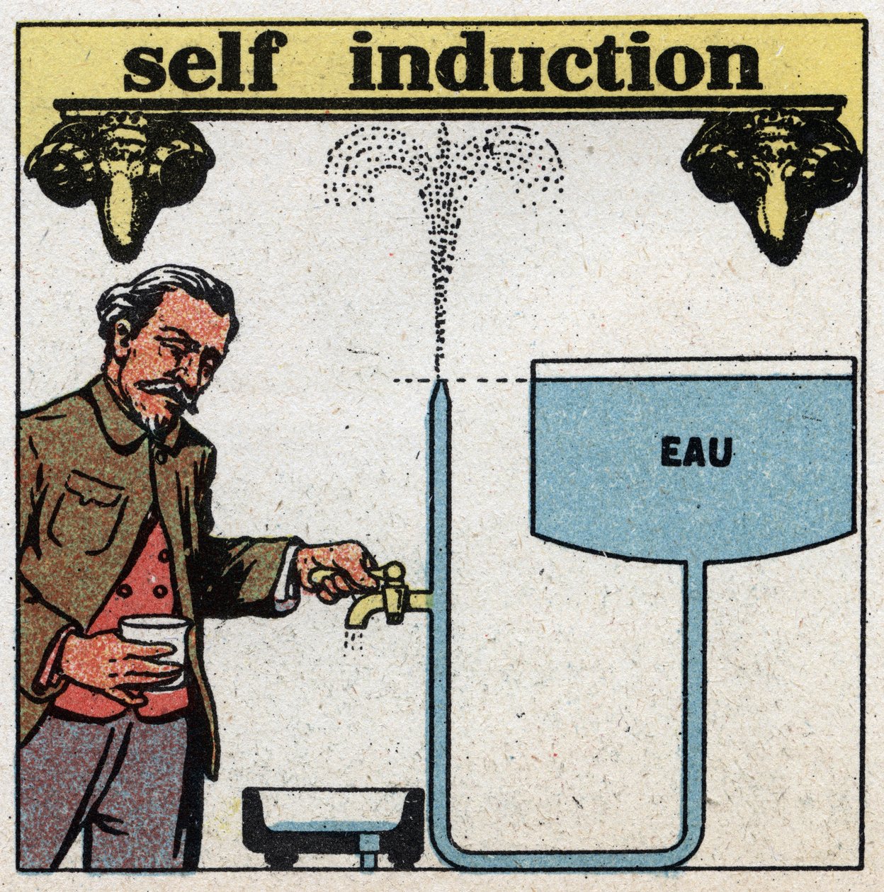 Electrical phenomena: self induction. Suppose a tank higher than a tap and let the water flow occur, then shut down abruptly. The movement of the water will continue for a few moments in the pipe and produce a jet of water whose top will exceed the water l بواسطة مجهول مجهول
