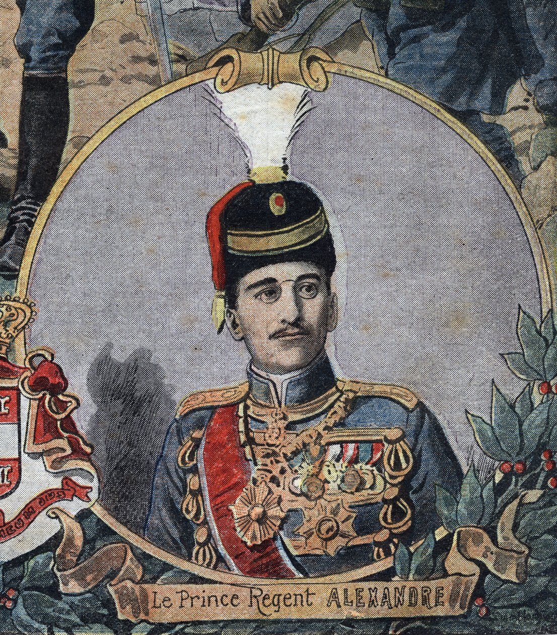 الحرب العالمية الأولى 1914-1918 (14-18): صورة لأمير صربيا ألكسندر ، الذي أصبح ملكًا ألكسندر الأول ليوغوسلافيا أو ألكسندر الثاني ملك صربيا (1888-1934). نقش في "" Le Petite Journal "" بواسطة مجهول مجهول