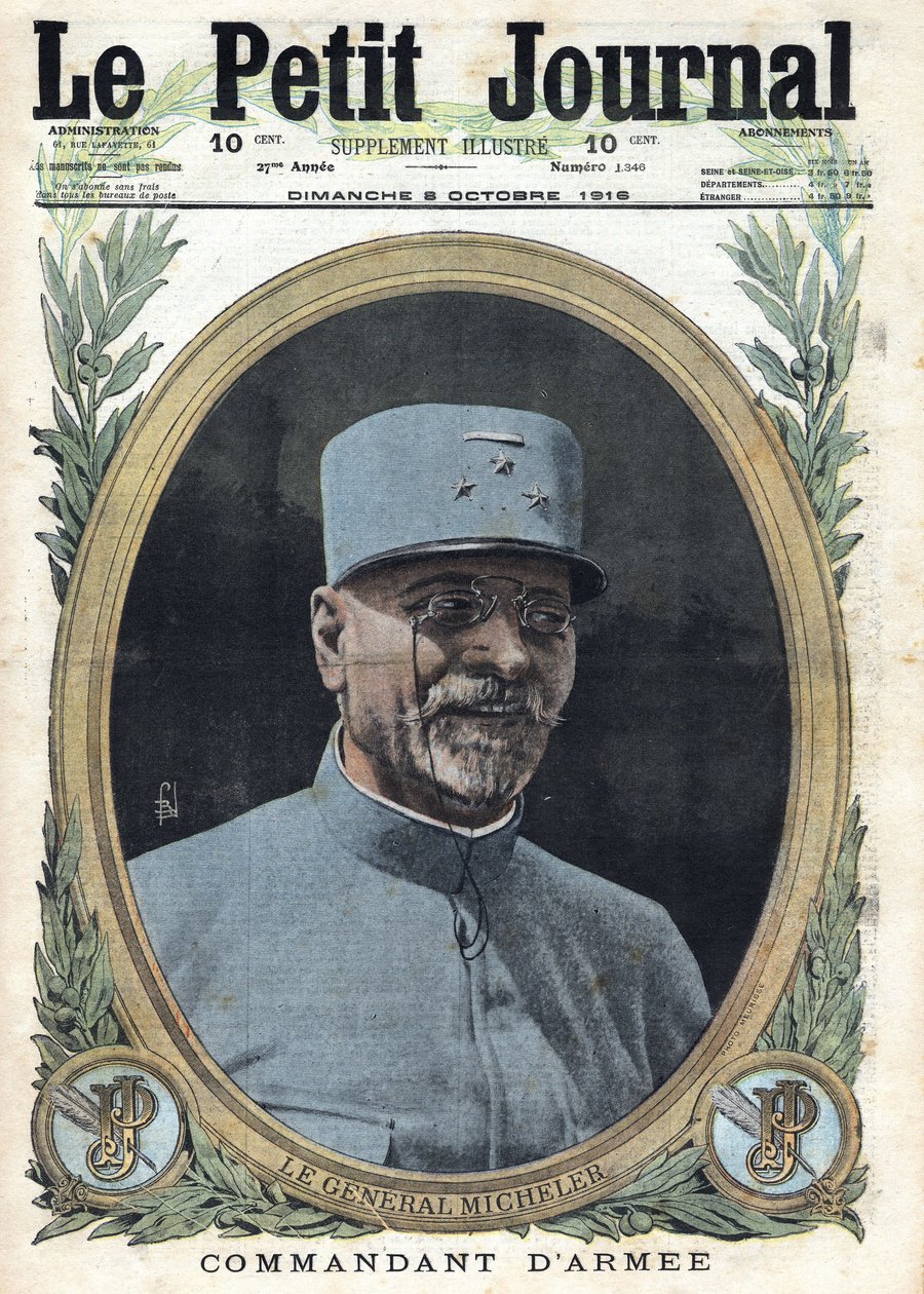 الحرب العالمية الأولى 1914-1918 (الحرب 14-18). صورة للجنرال جوزيف ألفريد ميشيلر (1861-1931) في "لو بيتي جورنال" في 8/10/1916 بواسطة مجهول مجهول