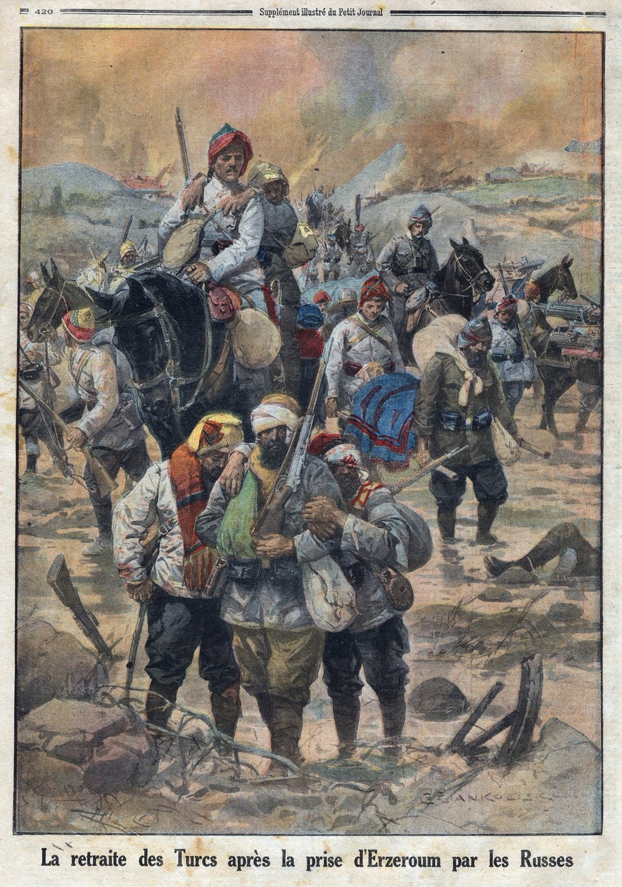 الحرب العالمية الأولى 1914-1918 (الحرب 14-18). تراجع الأتراك بعد سيطرة الروس على أرضروم. فى "" لو بيتيت جورنال "فى 27/2/1916. مجموعة خاصة بواسطة مجهول مجهول