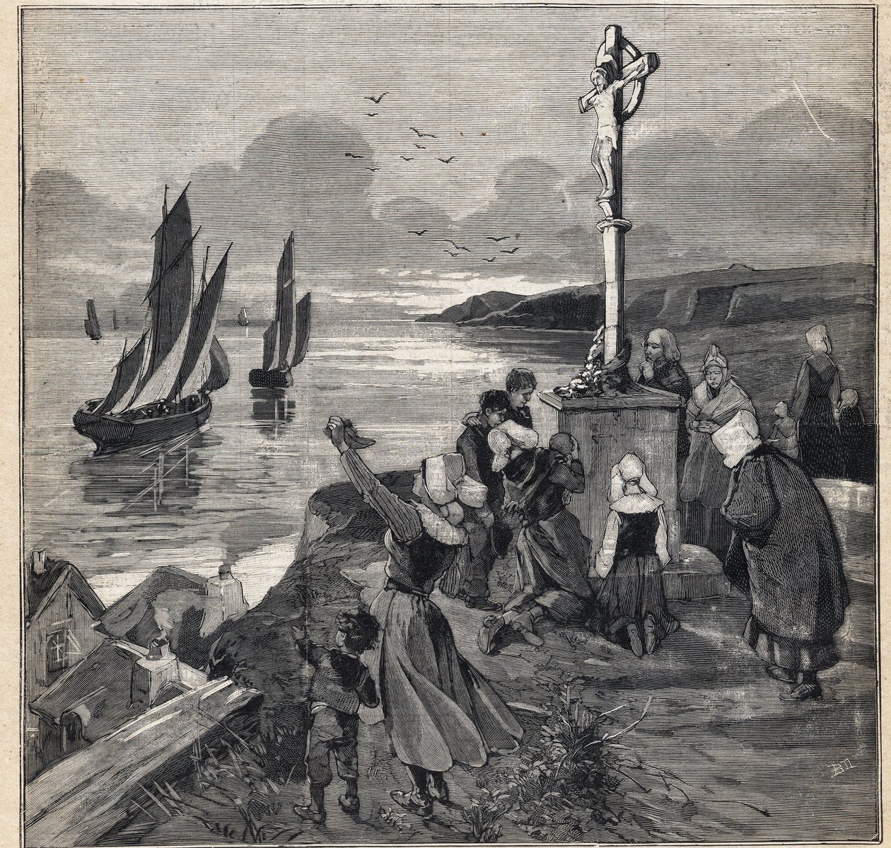 الصيد في آيسلندا: يغادر الصيادون بريتاني. نقش على "" لو بيتي باريزيان "" "في 12/03/1893. بواسطة مجهول مجهول