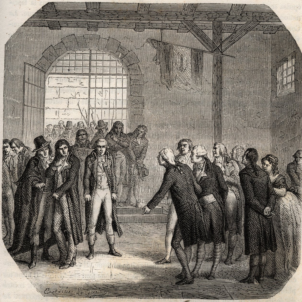 الثورة الفرنسية - Hebertists - Les Hebertistes à la Concierge في باريس في 23 مارس 1794 - - نقش في "Histoire des Girondins" لألفونس دي لامارتين (1790-1869) 1865-1866 - مجموعة خاصة بواسطة مجهول مجهول