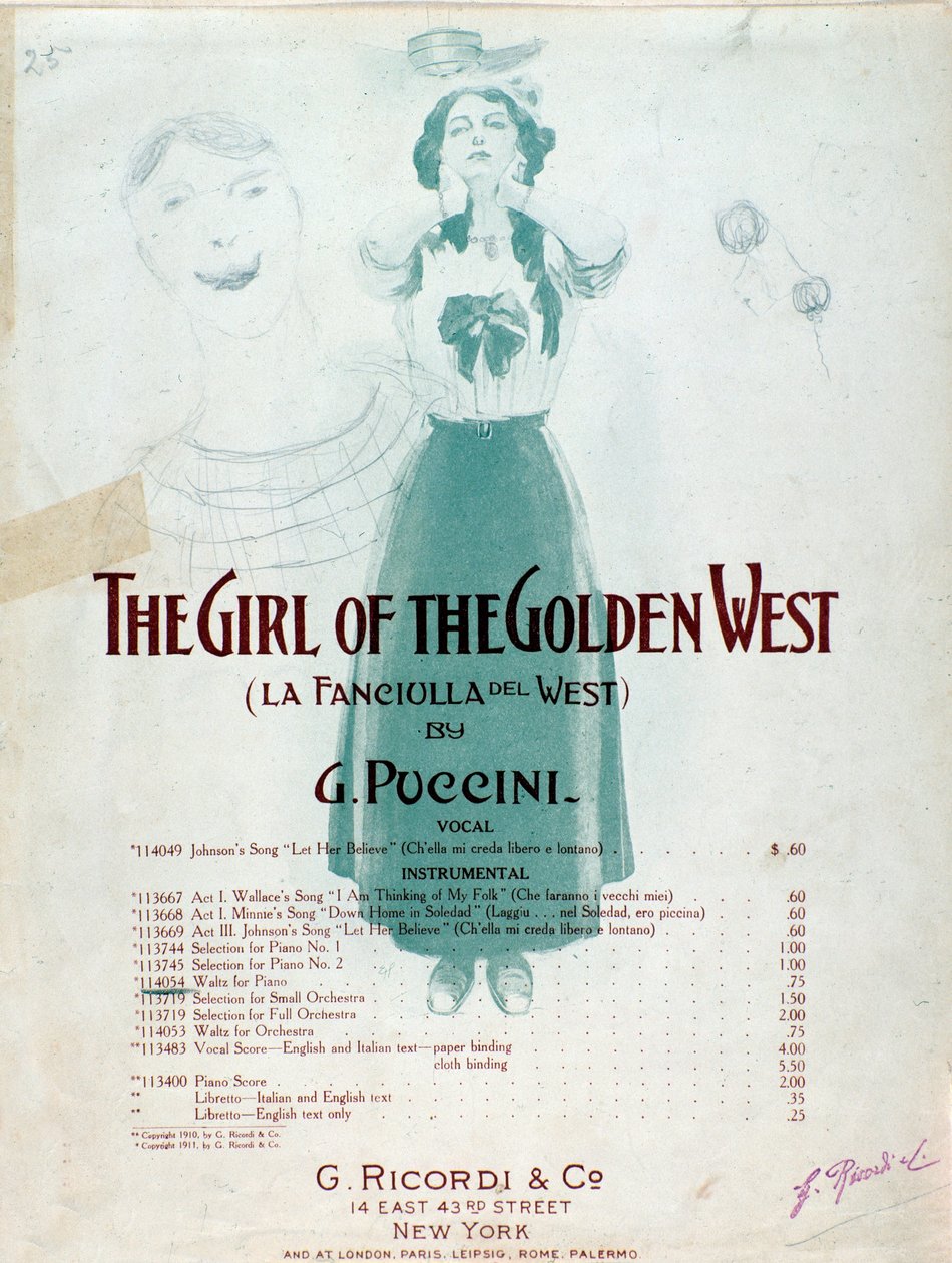 واجهة النوتة الموسيقية لفيلم The Girl of the West للفنان Puccini بواسطة مجهول مجهول