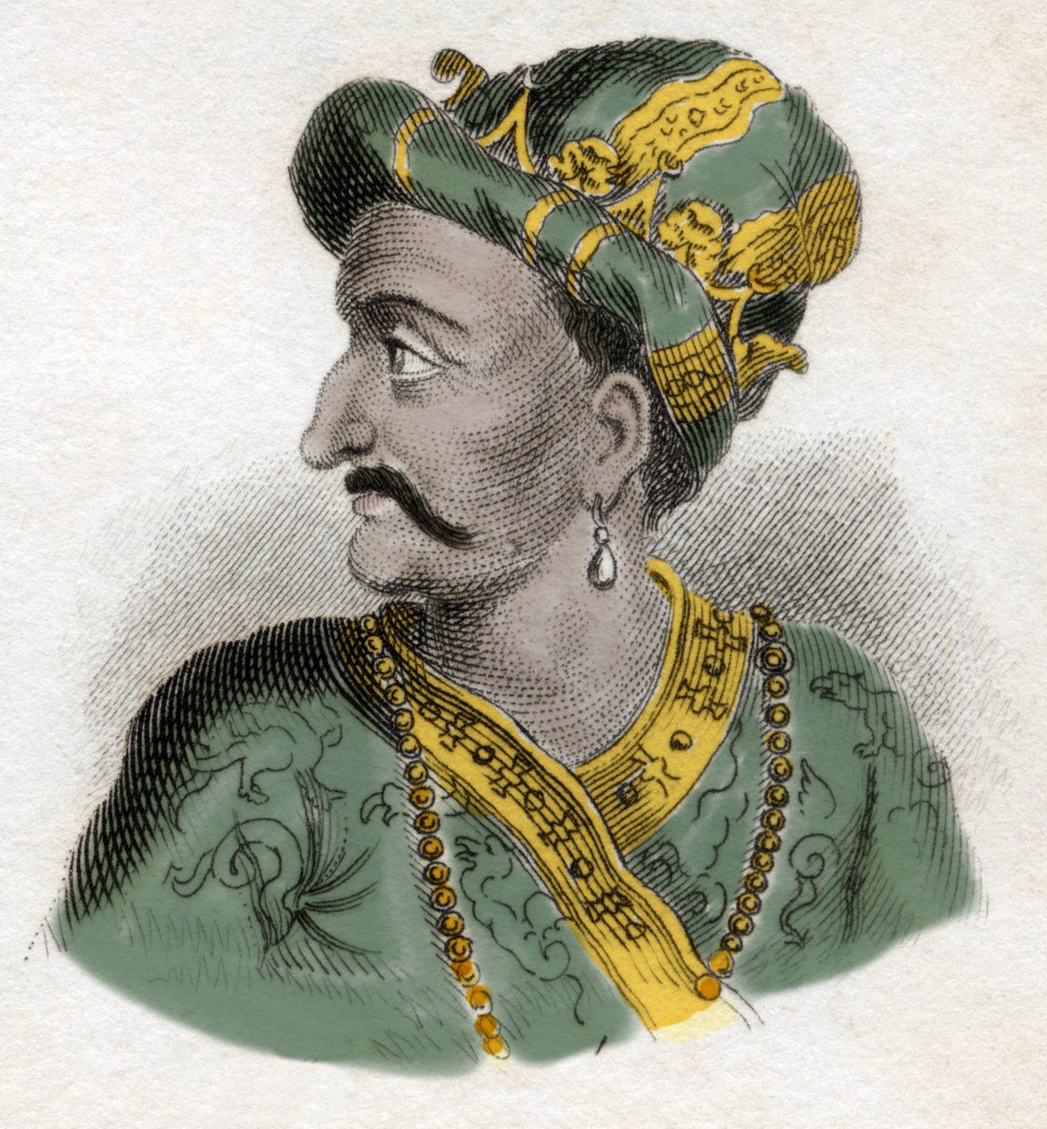 المغول الكبير (المغول أو المغول) (ربما أورنجزيب (1618-1707) ، المعروف أيضًا باسم ألامجير) (أبو مظفر محي الدين محمد أورنجزيب ألامجي) - نقش القرن التاسع عشر - ميلانو بواسطة مجهول مجهول
