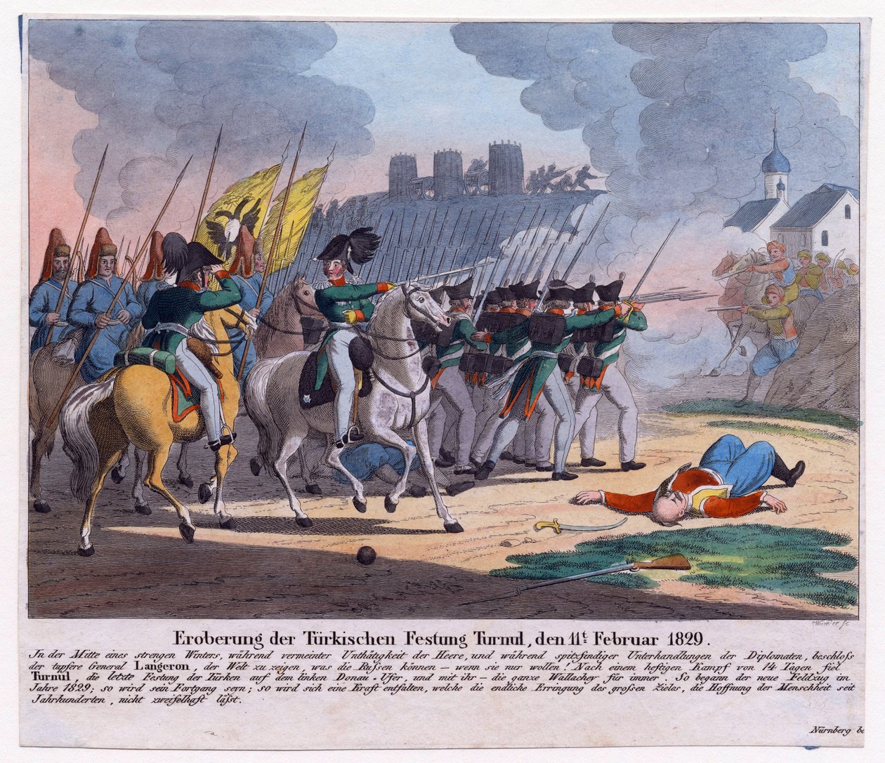 الحرب الروسية التركية 1828-1829 - سقوط قلعة تورنو (دروبيتا تورنو سيفيرين ، رومانيا) في 11 فبراير بواسطة مجهول مجهول