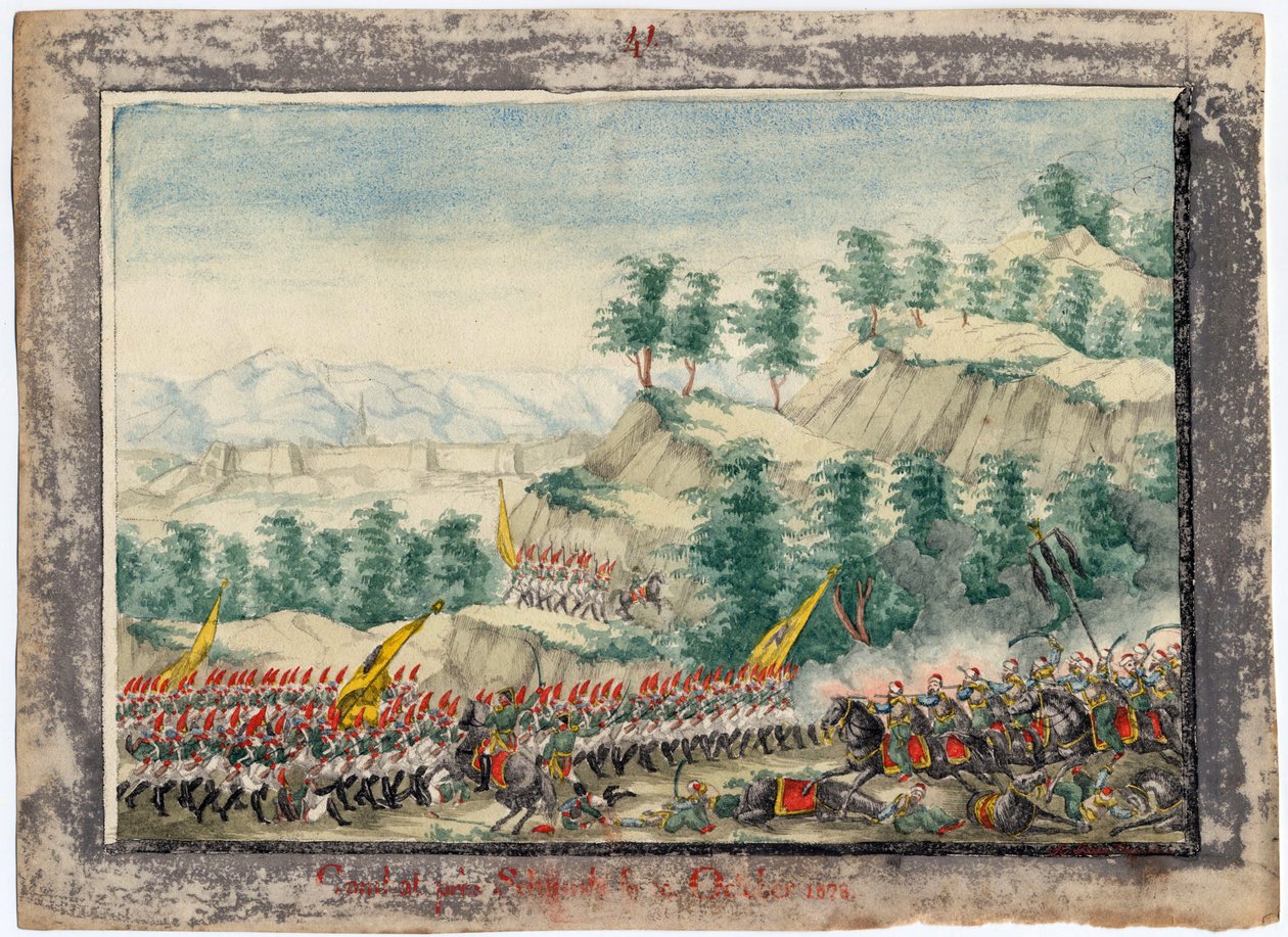 Guerre russo-turque de 1828-1829 - حصار قلعة شومن عام 1828 - مجهول - 1829 - ألوان مائية على الورق - 22 × 30 - مجموعة خاصة بواسطة مجهول مجهول