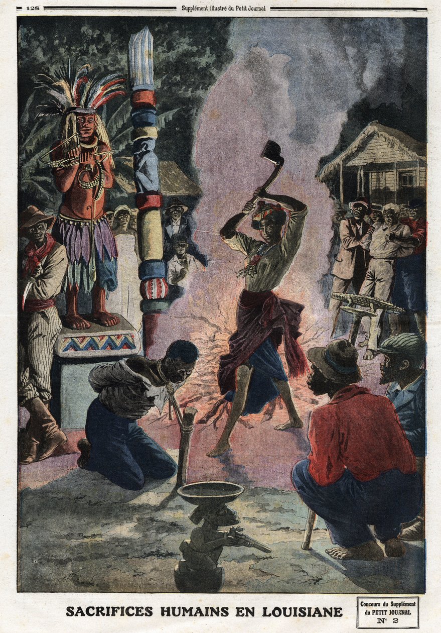 تضحيات بشرية في لويزيانا. نقش في "" لو بيتي جورنال "بتاريخ 21/4/1912. مجموعة خاصة. بواسطة مجهول مجهول