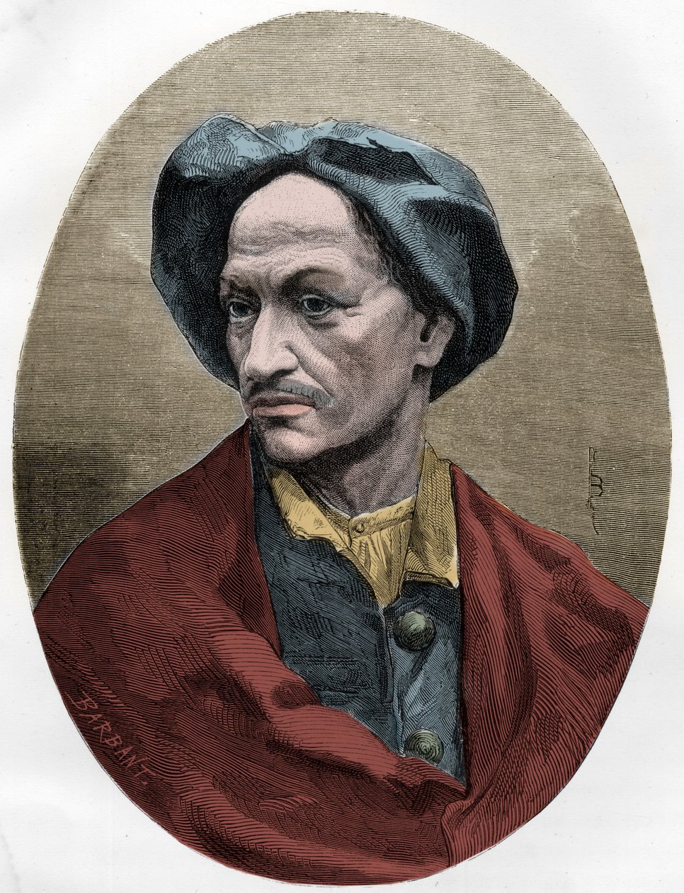 LOUIS DOMINIQUE CARTRIDGE ، اللصوص الفرنسي الشهير - Le brigand Louis Dominique Garthausen dit Cartridge (1693-1721) - نقش من عام 1863 في "Le Livre Rouge - Histoire De L'echafaud en France" بواسطة Dupray de La Maherie - مجموعة خاصة بواسطة مجهول مجهول