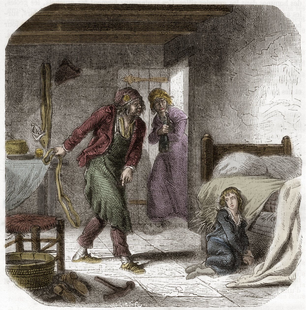 لويس السابع عشر (1785-1795) في المعبد ، مع صانع الأحذية أنطوان سيمون - نقش في "Histoire des Girondins" "لألفونس دي لامارتين (1790-1869) 1865-1866 - مجموعة خاصة بواسطة مجهول مجهول