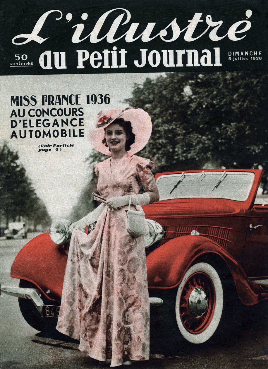 Lynne Lassal Miss France 1936 في مسابقة أناقة السيارات. إحدى مجلة "L