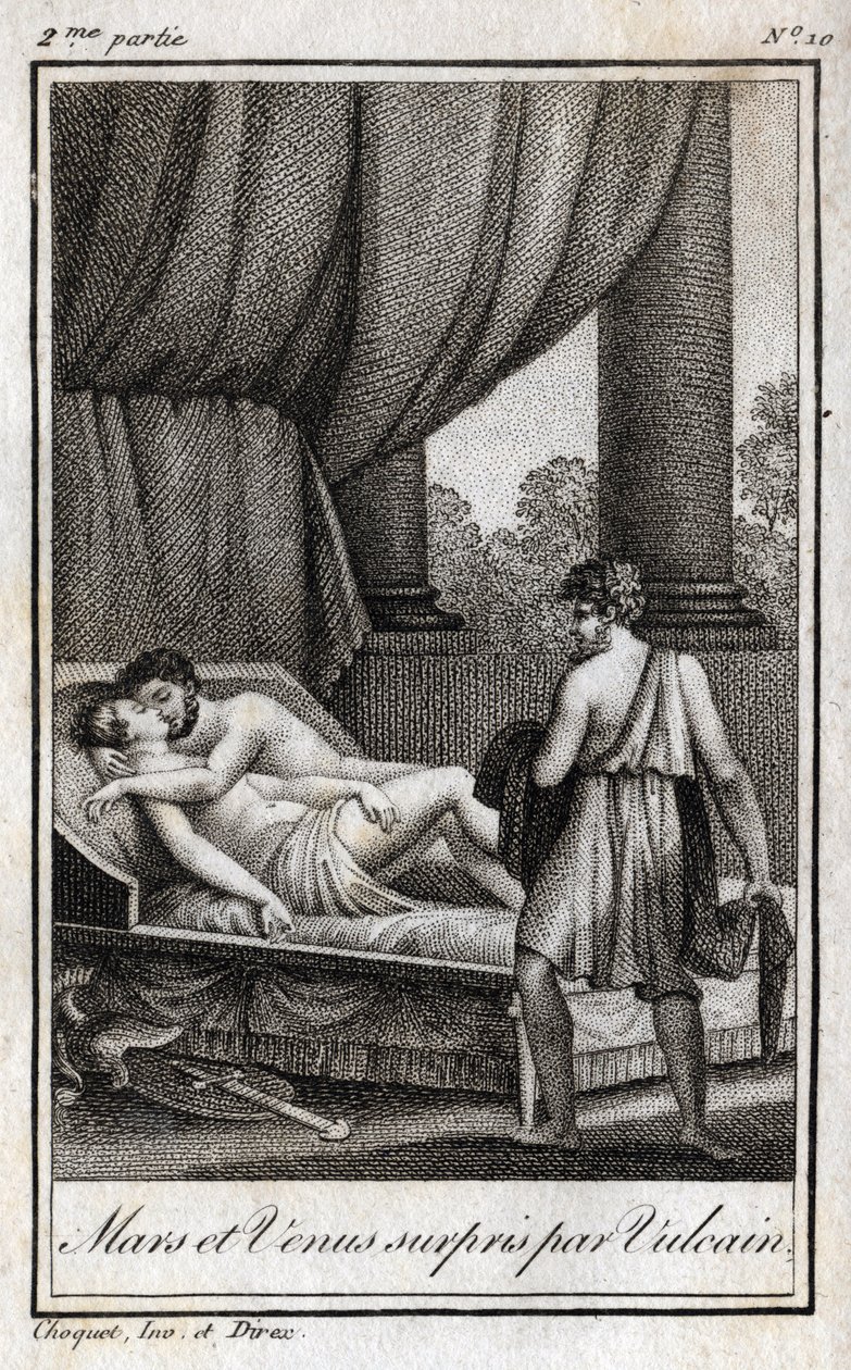اكتشف كوكب المريخ والزهرة من قبل فولكان. "المريخ والزهرة اكتشفهما فولكان". نقش من عام 1819 في "Lettres a Emilie sur la mythologie" لتشارلز ألبرت ديموستييه (1760-1801). مجموعة خاصة. بواسطة مجهول مجهول