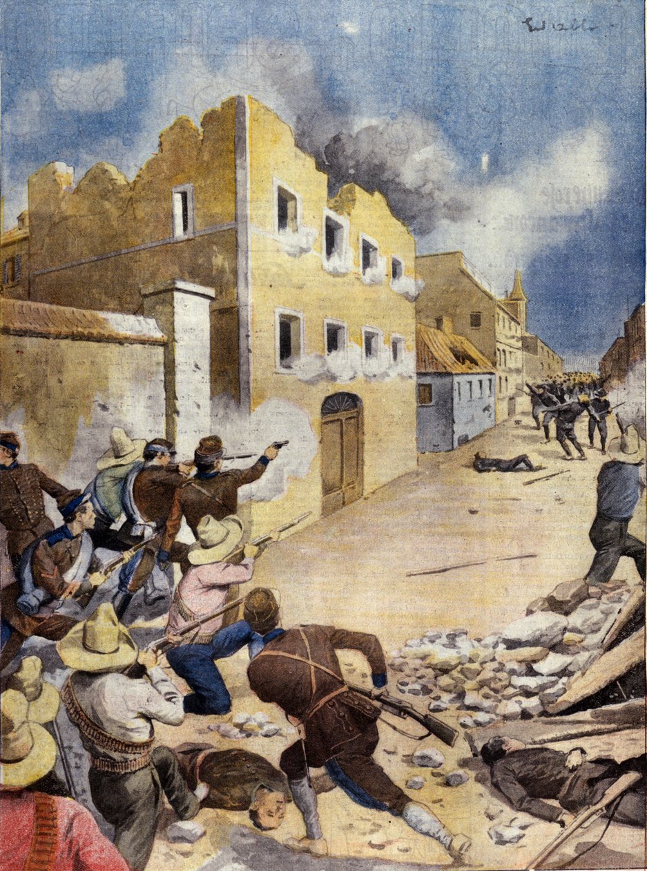 الثورة المكسيكية (الثورة المكسيكية: مشاة البحرية الأمريكية يقاتلون في فيرا كروز ، أبريل 1914) رسم توضيحي في "" تصوير الشعب "" 1914 بواسطة مجهول مجهول
