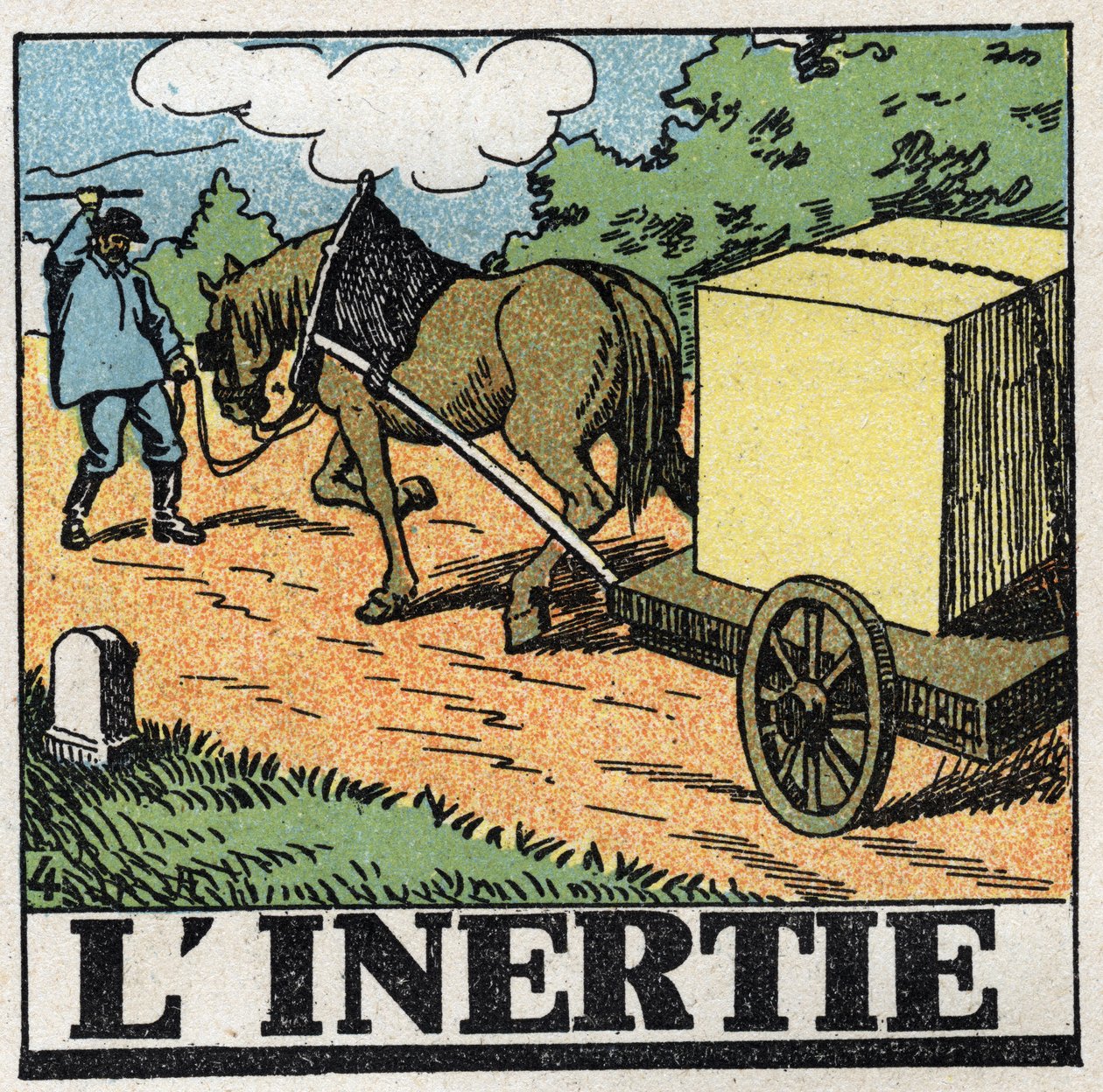 الحركات: الجمود. كارتر يجلد حصانه للأمام. رسم توضيحي مجهول من عام 1925. مجموعة خاصة. بواسطة مجهول مجهول