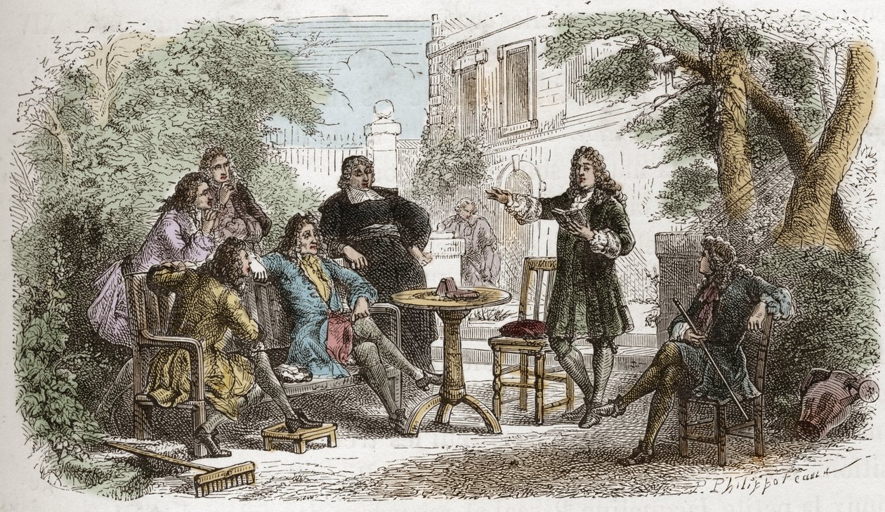 بيير كورنيل (1606-1684) - كورنيل يقرأ للويس الرابع عشر - نقش من "" تاريخ فرنسا الذي روى لأحفادي "" - بقلم فرانسوا جيزو - 1872-1876 بواسطة مجهول مجهول