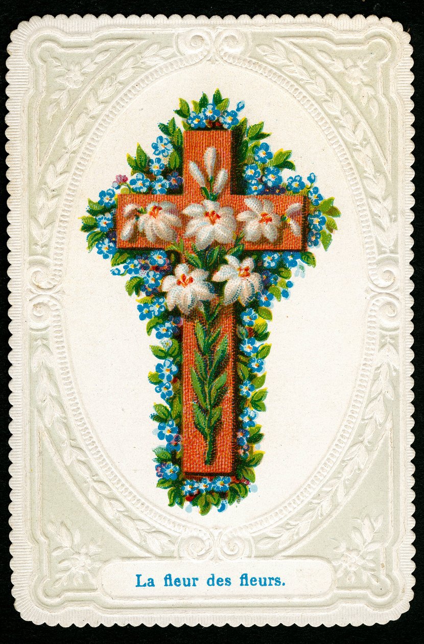 Pious image: Cross with flowers (chromolithography) بواسطة مجهول مجهول