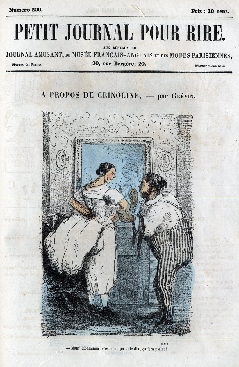 الرسوم الكاريكاتورية السياسية والاجتماعية خلال الإمبراطورية الثانية. "حول Crinoline" بواسطة مجهول مجهول