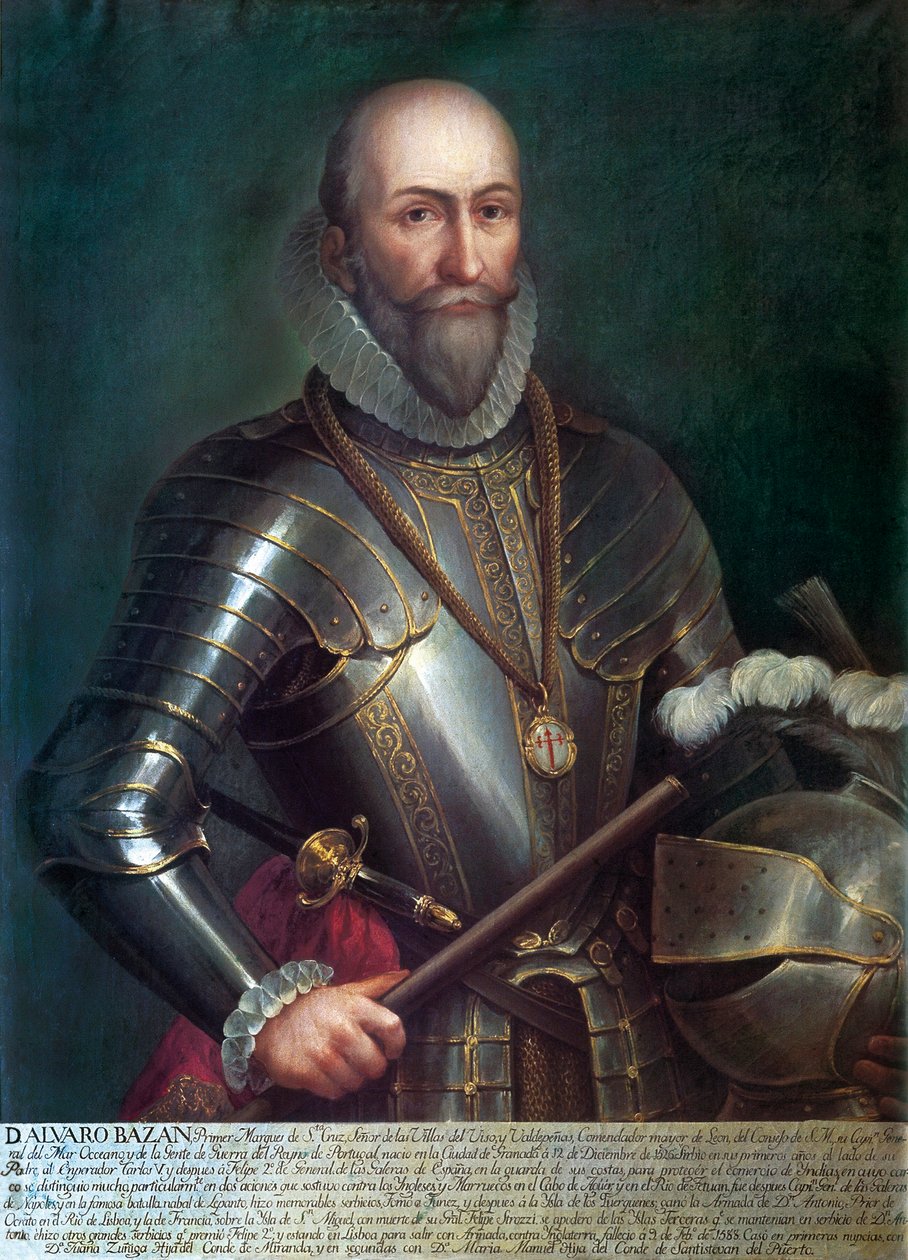 صورة لألفارو دي بازان إي جوزمان ، المركيز الأول لسانتا كروز (1526-1588) ، أميرال وملاح إسباني. لوحة مجهولة ، زيت على قماش. بواسطة مجهول مجهول