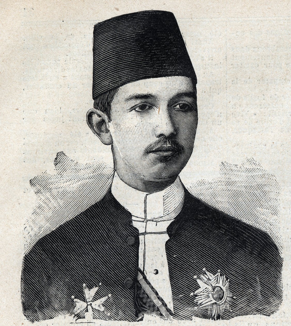 صورة لعباس الثاني باشا (1874-1944) نائب ملك مصر. نقش في "" Le Peute Parisien "" بواسطة مجهول مجهول