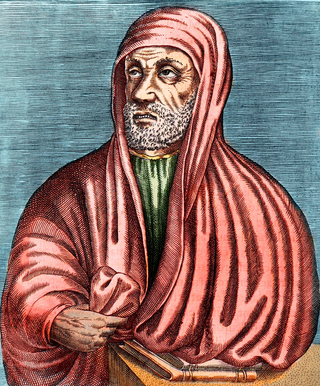 صورة لأبي علي الحسين بن عبد الله بن سينا (ابن سينا). (980-1037) طبيب إيراني وفيلسوف نقش ، بدون توقيع بواسطة مجهول مجهول