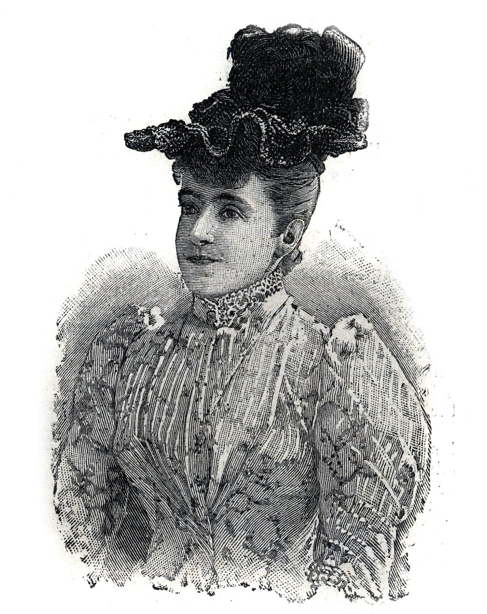 صورة للمغنية الإيطالية أديلينا باتي (1843-1919). نقش في "" Le Petro Parisien "" بواسطة مجهول مجهول