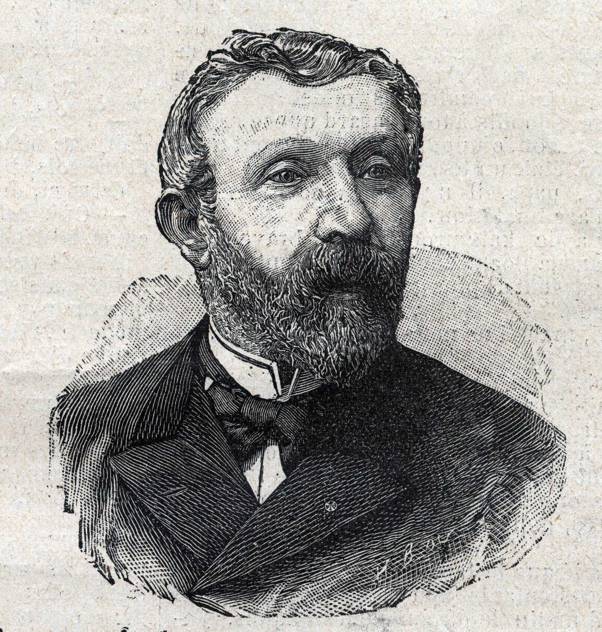 صورة لألفريد ميزيريس (1826-1915) ، مؤرخ أدبي فرنسي ، صحفي وسياسي. نقش في "Le Petit Parisien" بواسطة مجهول مجهول