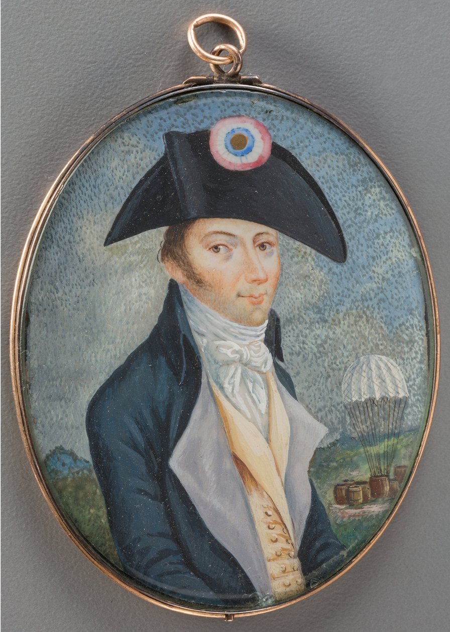 صورة لأندريه جاك غارنرين (1769-1823) ، مجهول. ألوان مائية ، غواش على قرن ، أواخر القرن الثامن عشر .. مجموعة خاصة بواسطة مجهول مجهول