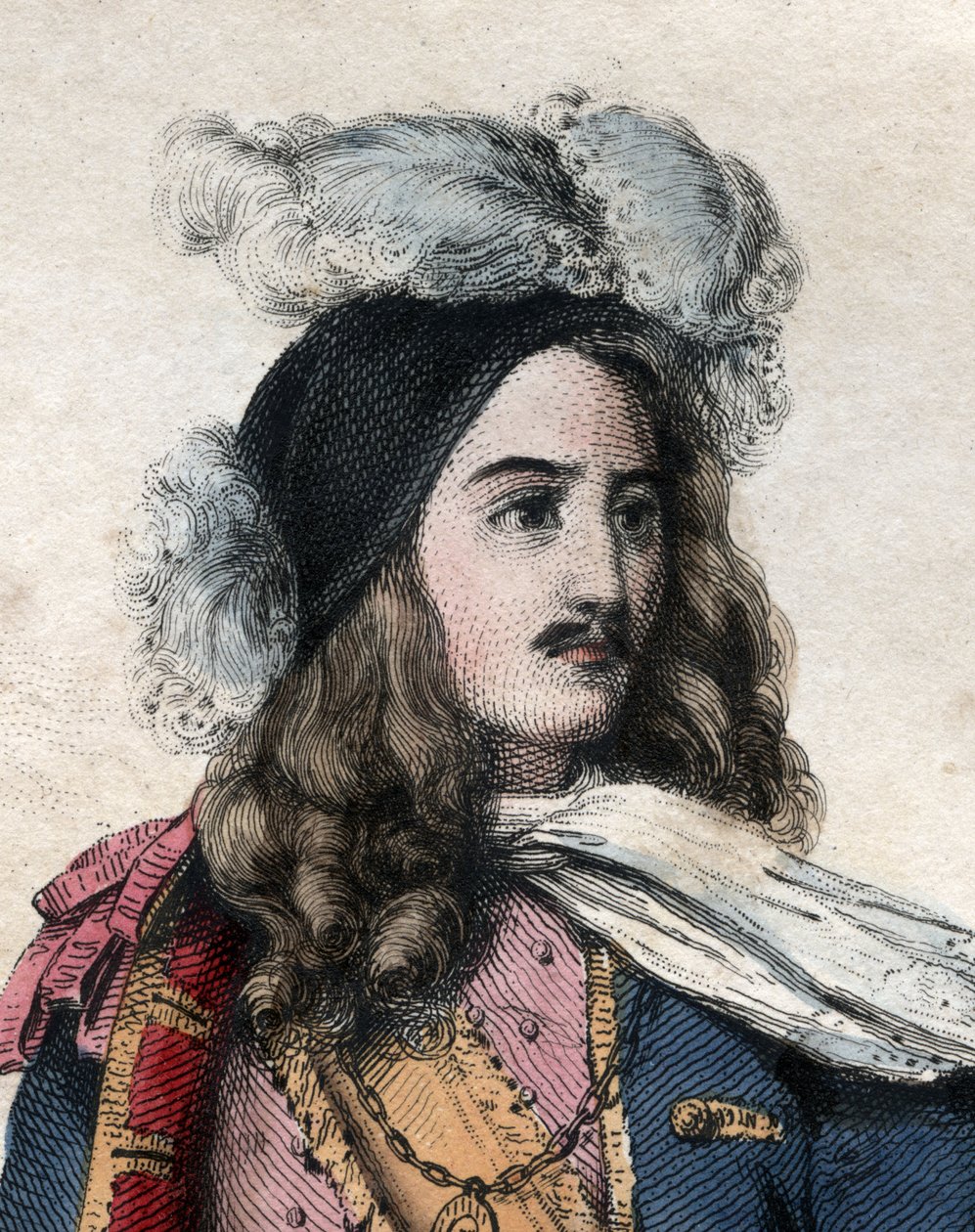 صورة آن هيلاريون دي كوستنتين (كوتنتين) ، كونت تورفيل (1642-1701) (الأدميرال تورفيل) ، قائد البحرية الفرنسية. رسم توضيحي من "" Le Plutarque Français "" لإدمون مينيت بواسطة مجهول مجهول