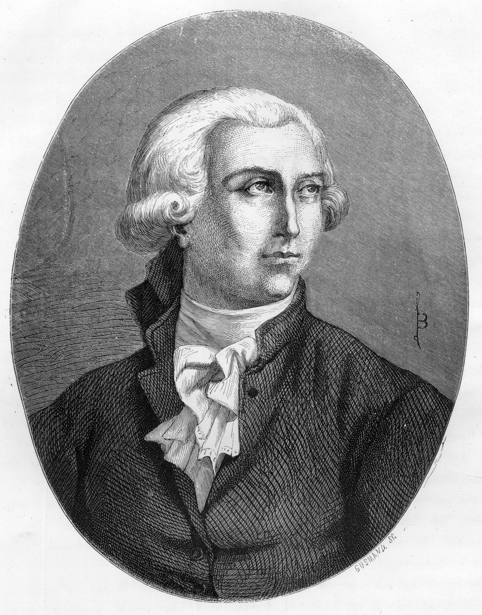 صورة أنطوان لوران لافوازييه (1743-1794) ، كيميائي فرنسي - نقش من عام 1863 في "Le Livre Rouge - Histoire De L'echafaud en France" لدوبراي دي لا ماهيري. مجموعة خاصة. بواسطة مجهول مجهول