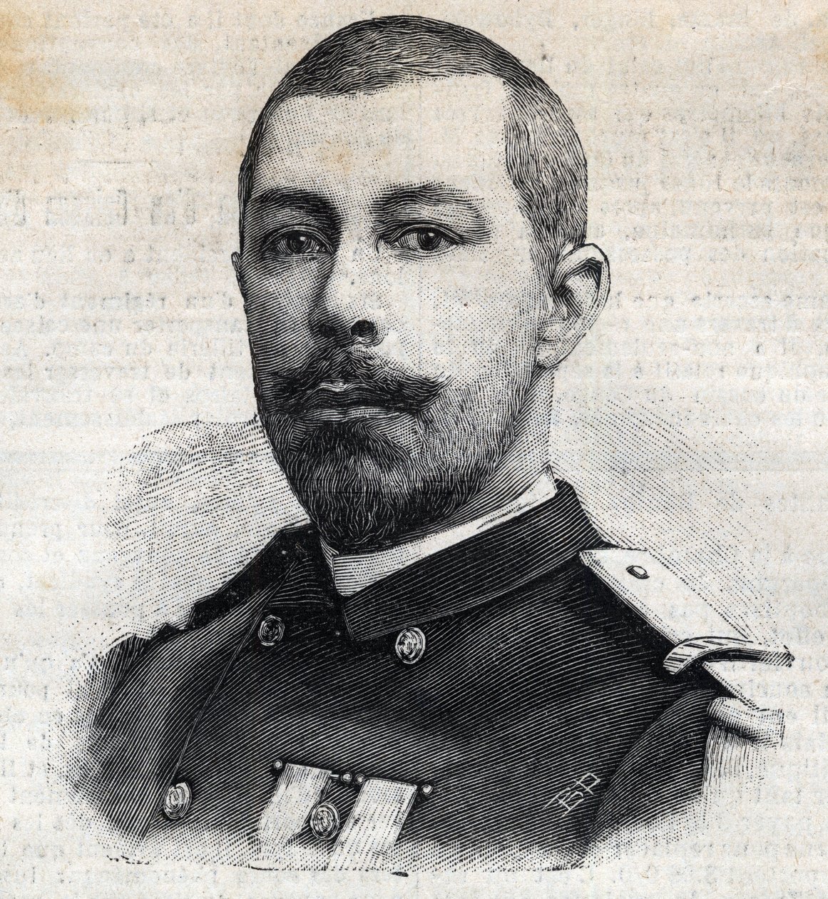 صورة أنطوان ميزون (1853-1899) المستكشف الفرنسي في إفريقيا. نقش في "" Le Peute Parisien "" بواسطة مجهول مجهول
