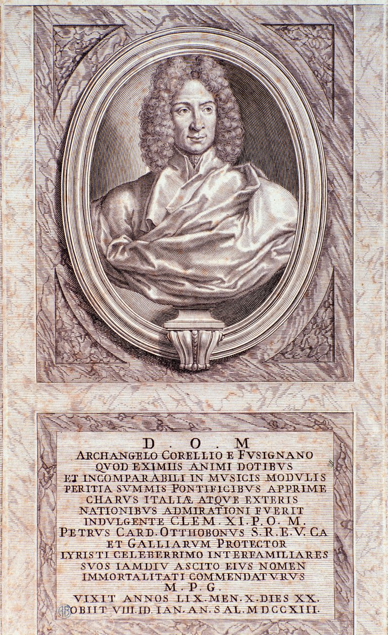صورة لأركانجيلو كوريلي (1653-1713) نقش الملحن وعازف الكمان الإيطالي. مجموعة خاصة ميلانو من القرن الثامن عشر بواسطة مجهول مجهول