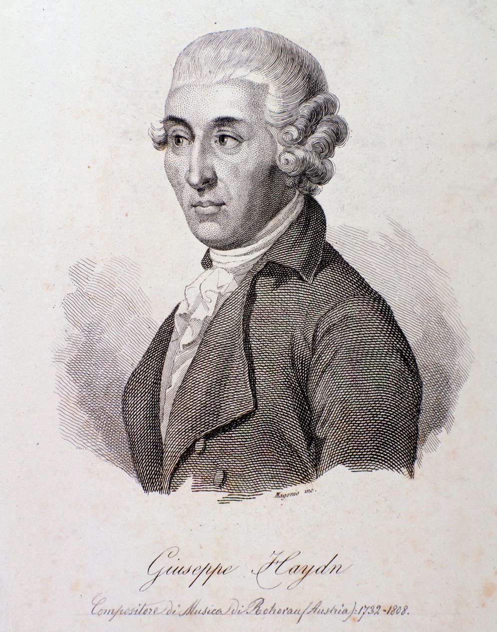 صورة للملحن النمساوي جوزيف هايدن (1732-1809) نقش. مجموعة خاصة من القرن التاسع عشر بواسطة مجهول مجهول
