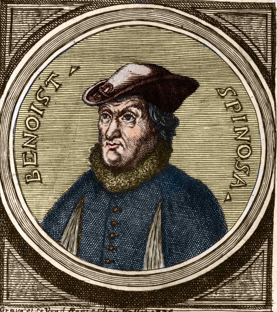 صورة لباروخ سبينوزا (1632-1677) ، الفيلسوف الهولندي ، المعروف أيضًا باسم بينتو دي إسبينوزا أو بينيديكتوس دي سبينوزا أو بينوا دي سبينوزا. نقش من القرن السابع عشر بواسطة مجهول مجهول