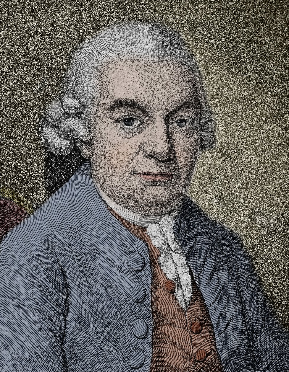 صورة لكارل فيليب إيمانويل باخ (إيمانويل) (1714-1788) ، مؤلف موسيقي ألماني (نقش) بواسطة مجهول مجهول