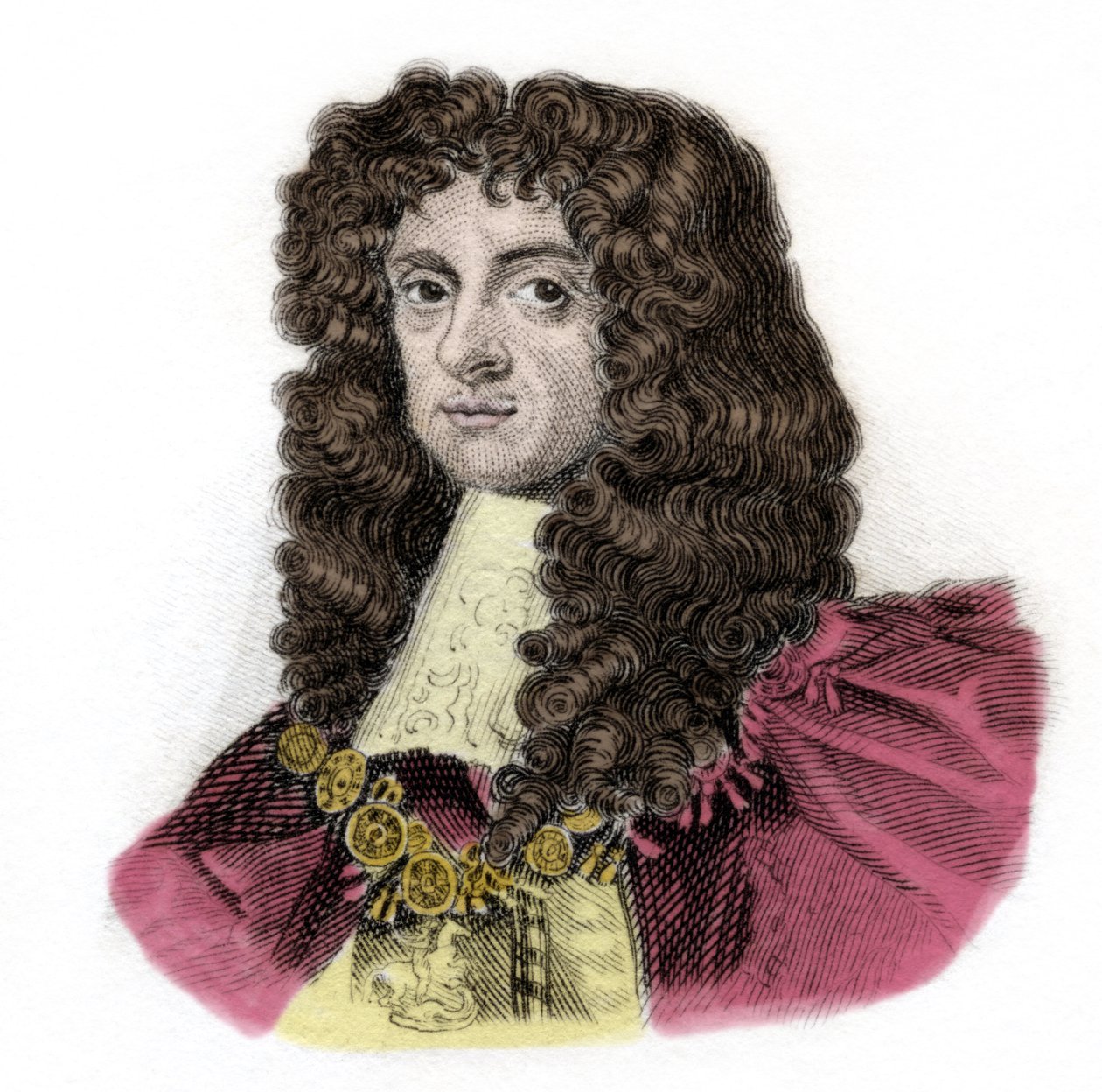 صورة لتشارلز الثاني (1630-1685) ملك إنجلترا نقش القرن التاسع عشر. ميلانيز بواسطة مجهول مجهول