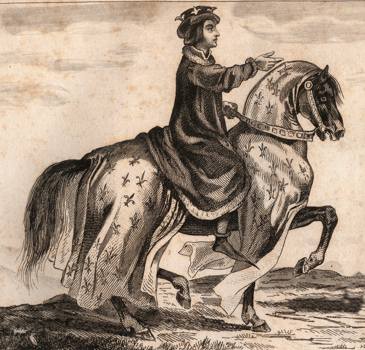 صورة تشارلز الرابع بيل (1294-1328) ، ملك فرنسا. نقش من 1859 في "" لوموند. تاريخ جميع الشعوب من أبعد الأوقات حتى يومنا هذا ". بواسطة ME de Lostalot-Bachoue (Lostalot Bachoue). مجموعة خاصة. بواسطة مجهول مجهول