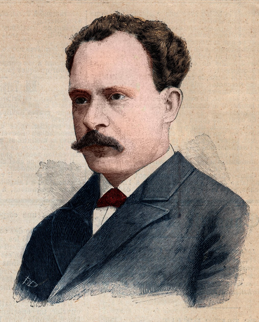 صورة يوجين توربين (1848-1927) ، كيميائي متخصص في المتفجرات. نقش على "" Le petit Parisien "من عام 1891. مجموعة خاصة. بواسطة مجهول مجهول