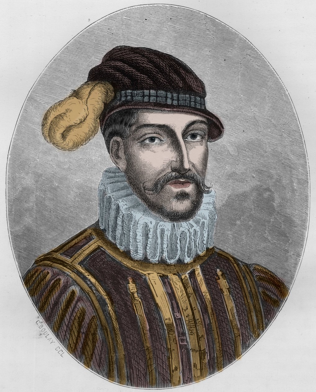 صورة لغابرييل دي لورج ، كونت مونتغمري (1530-1574) - نقش من عام 1863 في "" Le Livre Rouge - Histoire De L