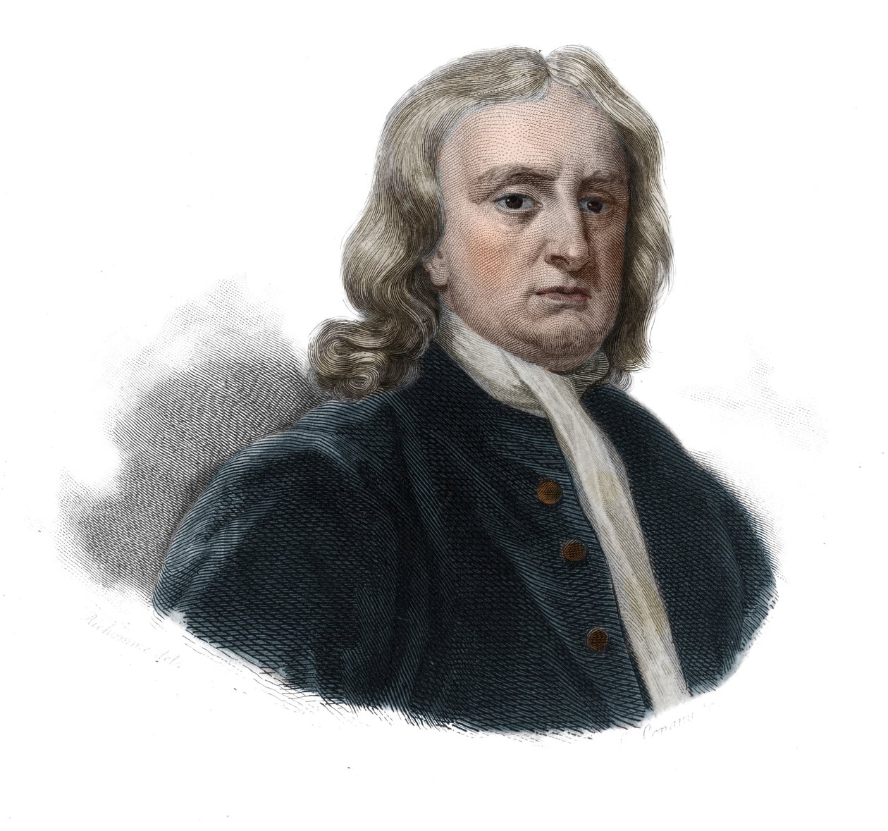 تم نشر ونشر صورة إسحاق نيوتن (1642-1727) ، الفيلسوف وعالم الرياضيات في "صور وتاريخ الرجال النافعين: الرجال والنساء من جميع البلدان وجميع الظروف ، الذين حصلوا على حقوق الاعتراف بالرجال" بواسطة مجهول مجهول