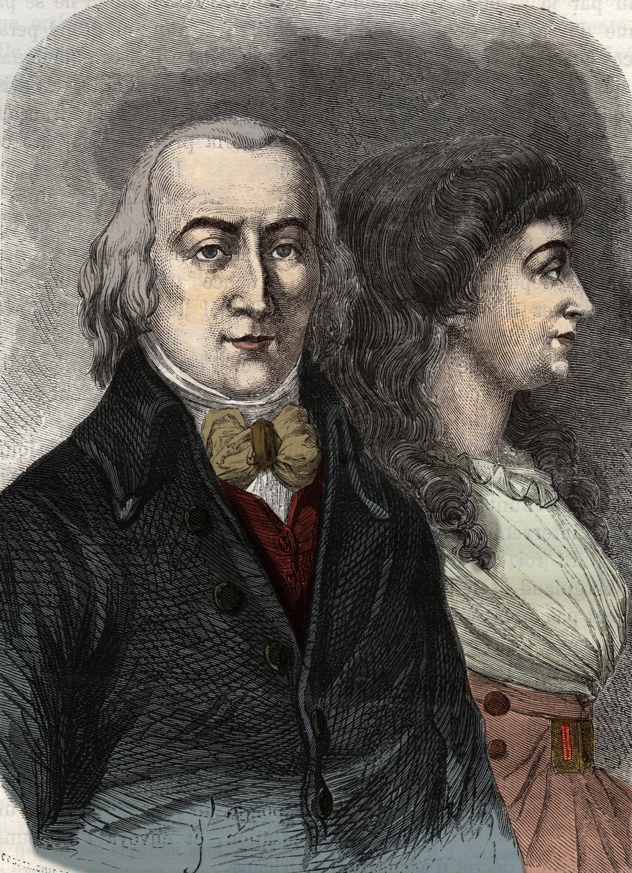 صورة جان ماري رولاند ، Viscount de la Platiere (1734-1793) مع مانون رولاند ، أو جين ماري ، أو مانون فيليبون (مدام رولاند) (السيدة رولان) بواسطة مجهول مجهول
