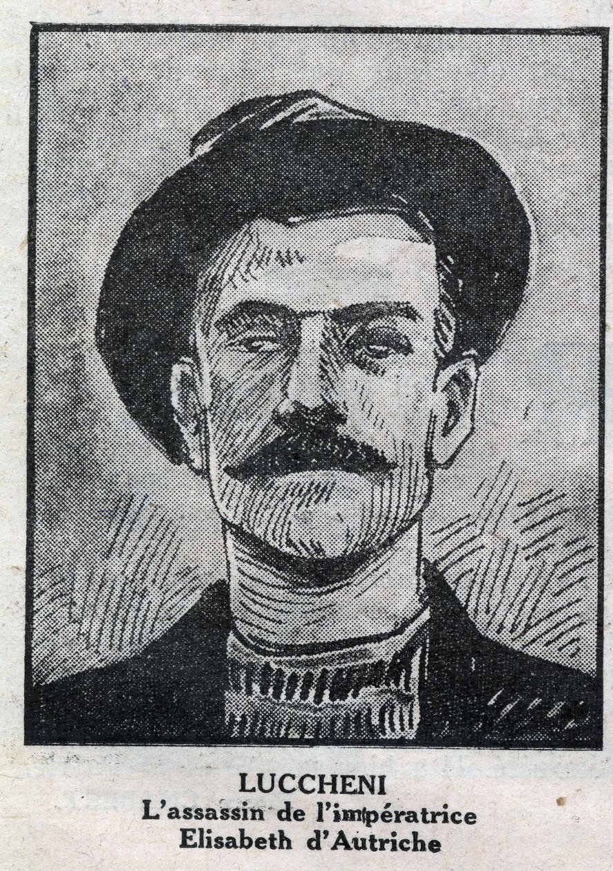 صورة لويجي لوتشيني (1873-1910) ، فوضوي إيطالي ، قاتل إليزابيث دي فيتلسباخ في عام 1898 ، إمبراطور النمسا المعروفة باسم سيسي. نقش في "مجلة L'illustrious du petit Journal" " بواسطة مجهول مجهول