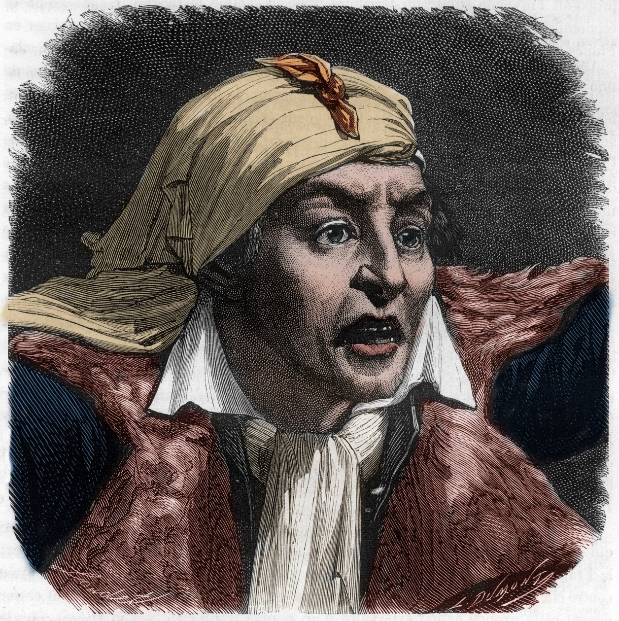 صورة لمارات (1743-1793) - صورة جان بول (جان بول) مارات (1743-1793) سياسي ، صحفي فرنسي - نقش في "Histoire des Girondins" للفونس دي لامارتين (1790-1869) 1865-1866 - خاص مجموعة بواسطة مجهول مجهول