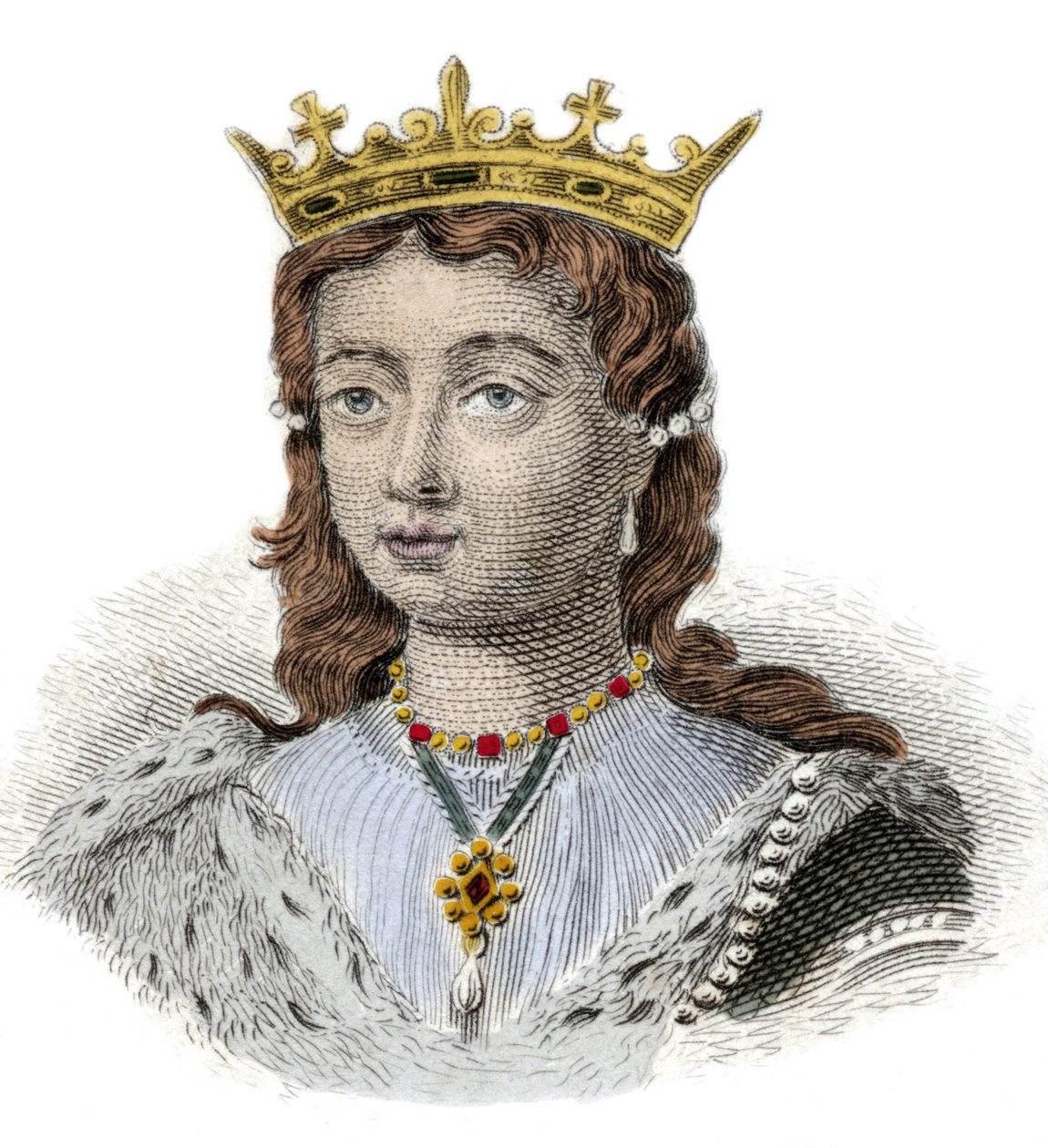 Portrait of Margarita of Anjou, Queen of England (1429-1482) Engraving of the 19th century. Milanese بواسطة مجهول مجهول