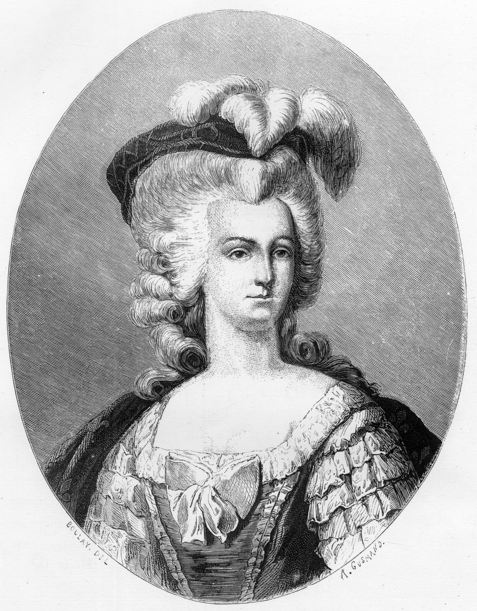 صورة لماري أنطوانيت (1755-1793) ، ملكة فرنسا - نقش عام 1863 في "Le Livre Rouge - Histoire De L'echafaud en France" لدوبراي دو لا ماهري. مجموعة خاصة. بواسطة مجهول مجهول