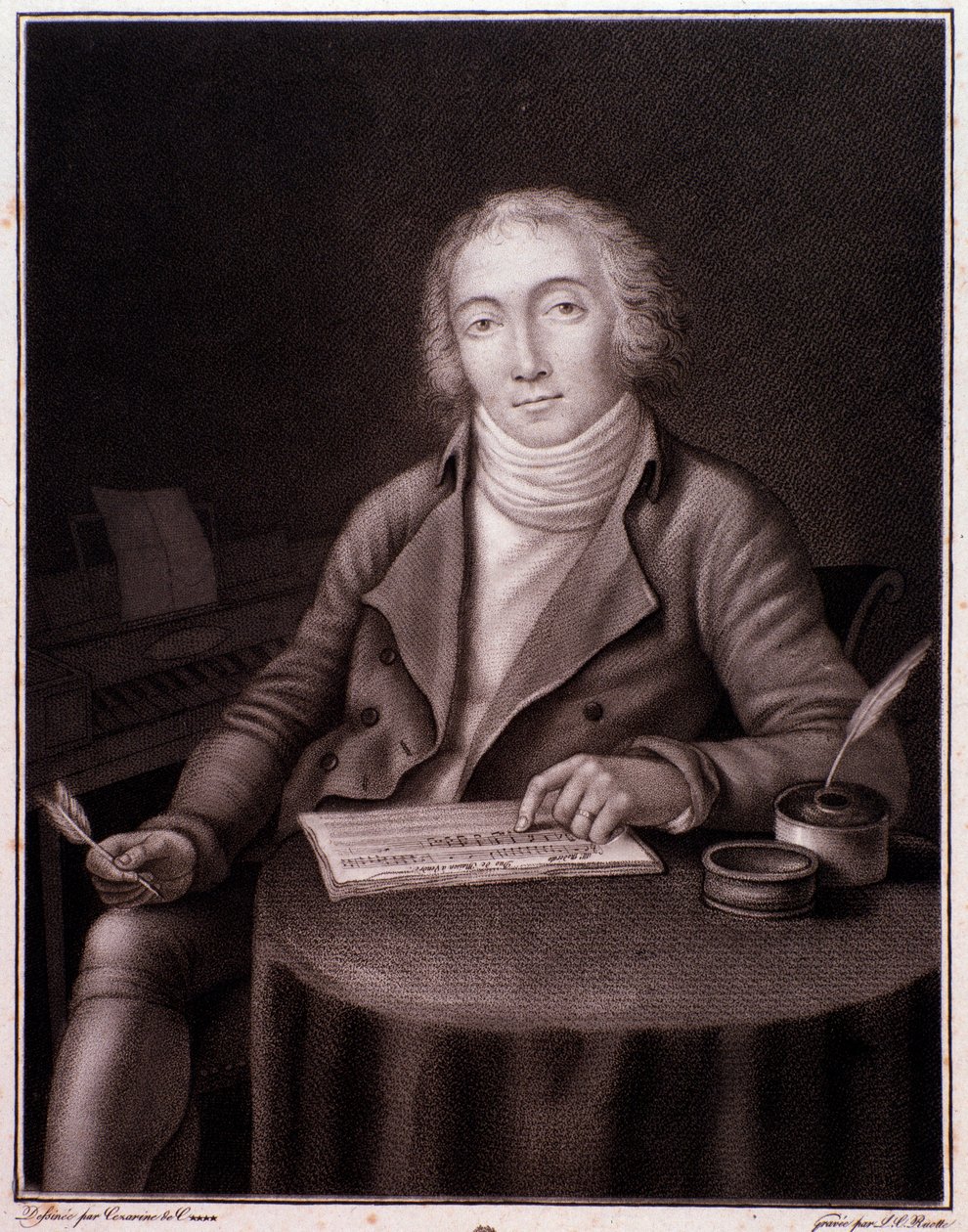صورة لنيكولا ماري دالايراك (1753-1809) نقش الملحن الإنجليزي. القرن ال 19. مجموعة خاصة بواسطة مجهول مجهول