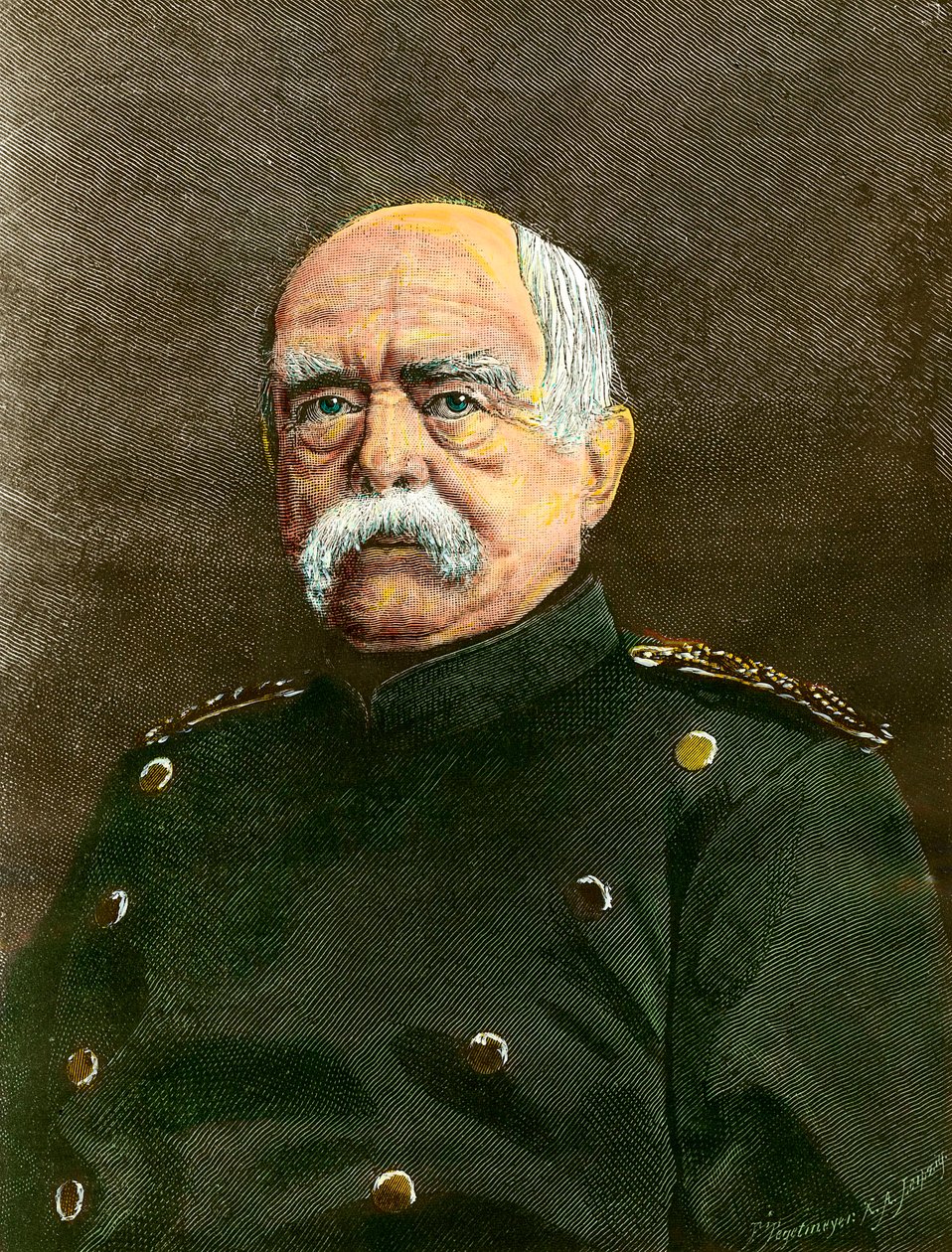 صورة لأوتو فون بسمارك (1815-1898) مستشار بروسيا. نقش مجموعة خاصة من القرن التاسع عشر بواسطة مجهول مجهول