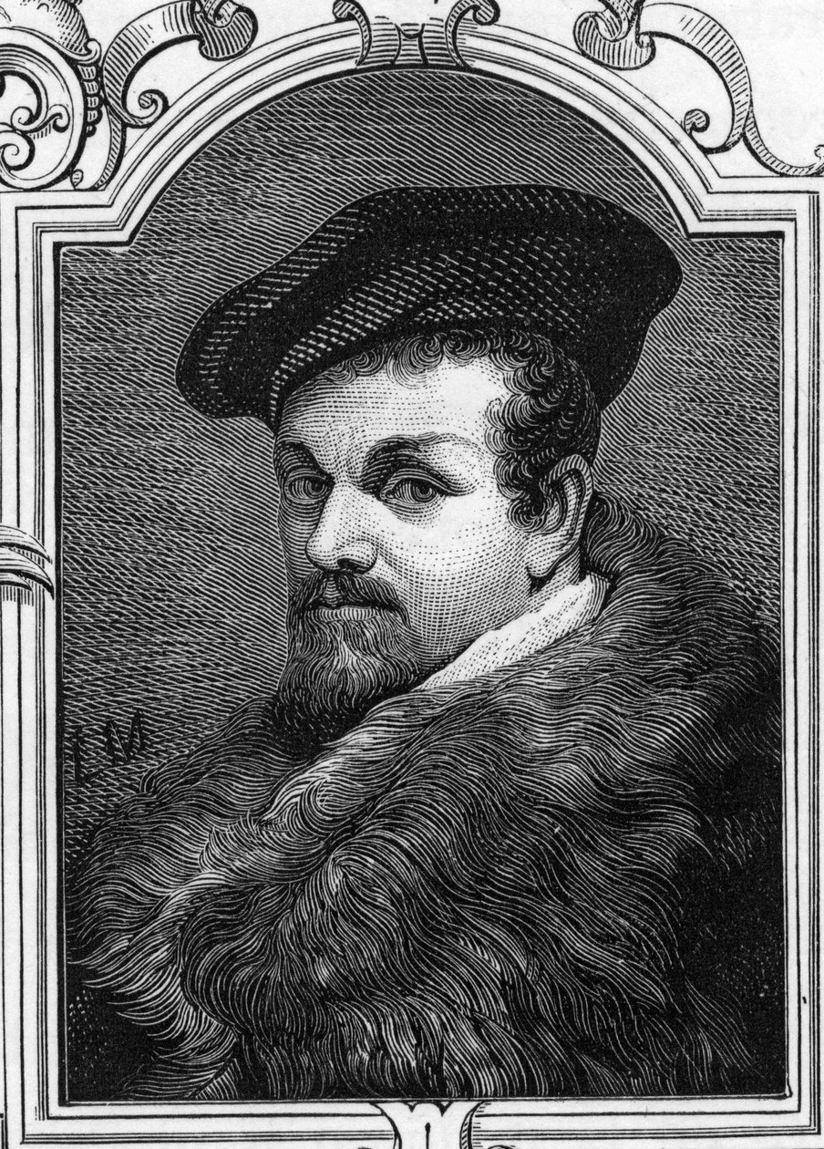 صورة للرسام الإيطالي Pier Francesco Mazzucchelli dit il Morazzone (1573-1626). 1859 نقش في "" صالات عرض أوروبا - إيطاليا "لأرمندود. مجموعة خاصة. بواسطة مجهول مجهول
