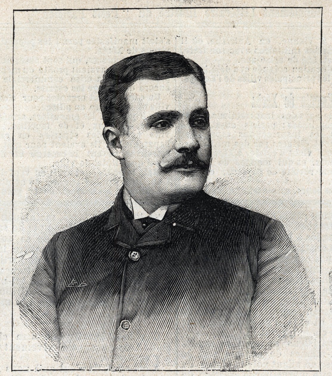 صورة للكاتب الفرنسي بيير ديكورسيل (1856-1926). نقش في "" Le Petro Parisien "" بواسطة مجهول مجهول