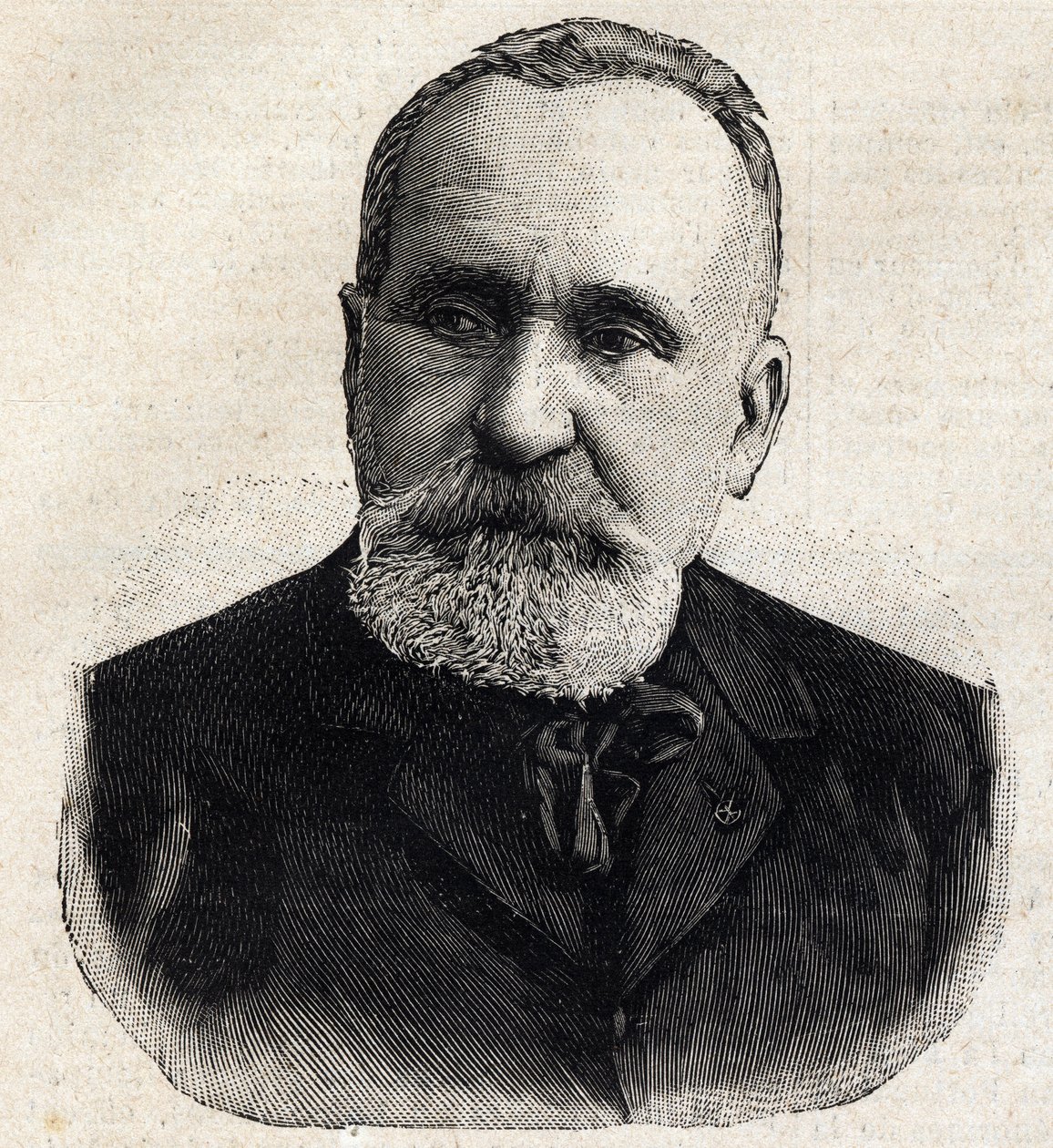 صورة لبيير بوفيس دي شافان (1824-1898) رسام فرنسي ، في ذلك الوقت رئيس Societe Nationale des Beaux Arts. نقش في "" Le Petro Parisien "" بواسطة مجهول مجهول