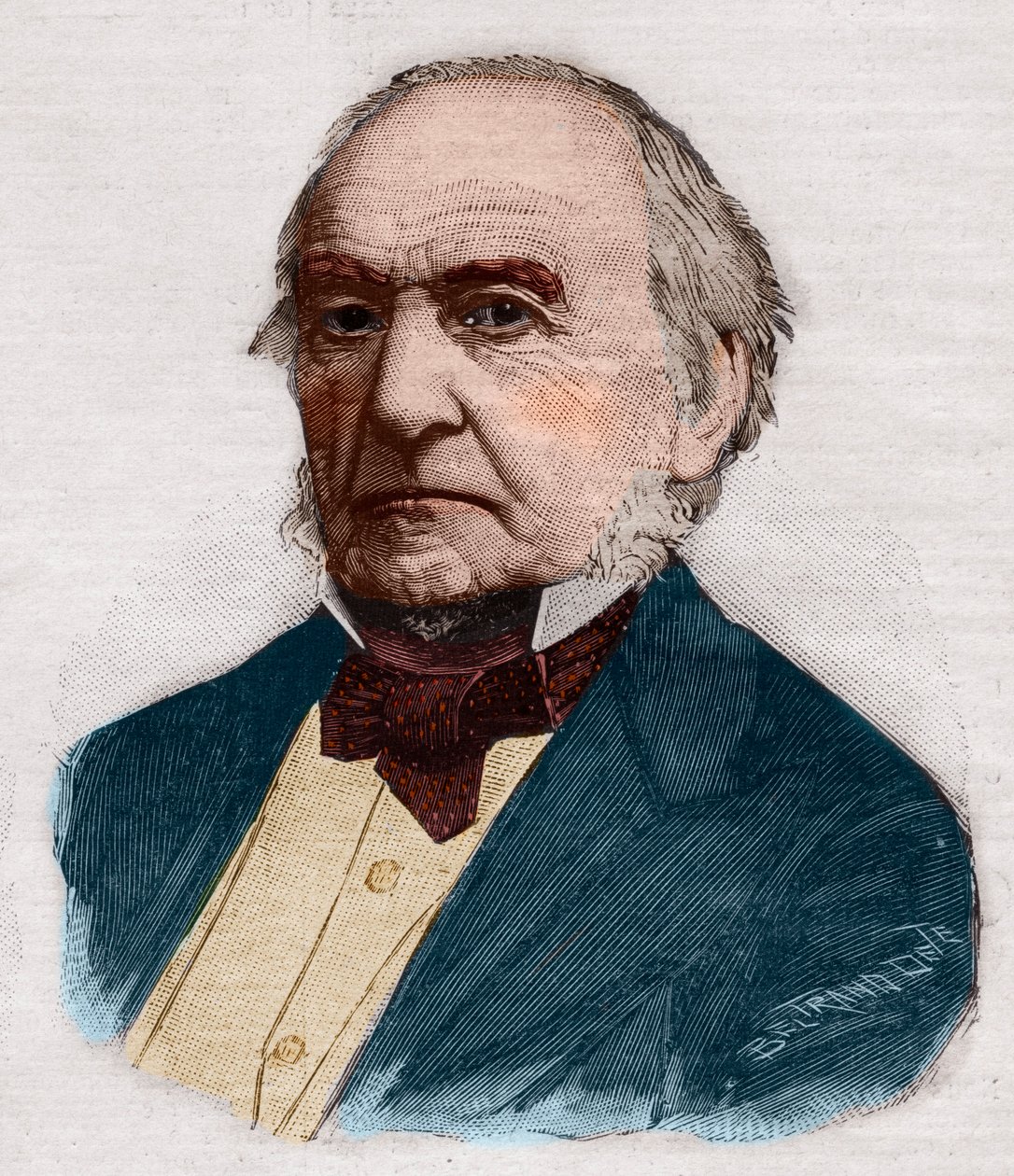 صورة وليام إيوارت جلادستون (1809-1898) ، رئيس الوزراء والسياسي البريطاني. نقش على "" Le petit Parisien "من عام 1891. مجموعة خاصة. بواسطة مجهول مجهول